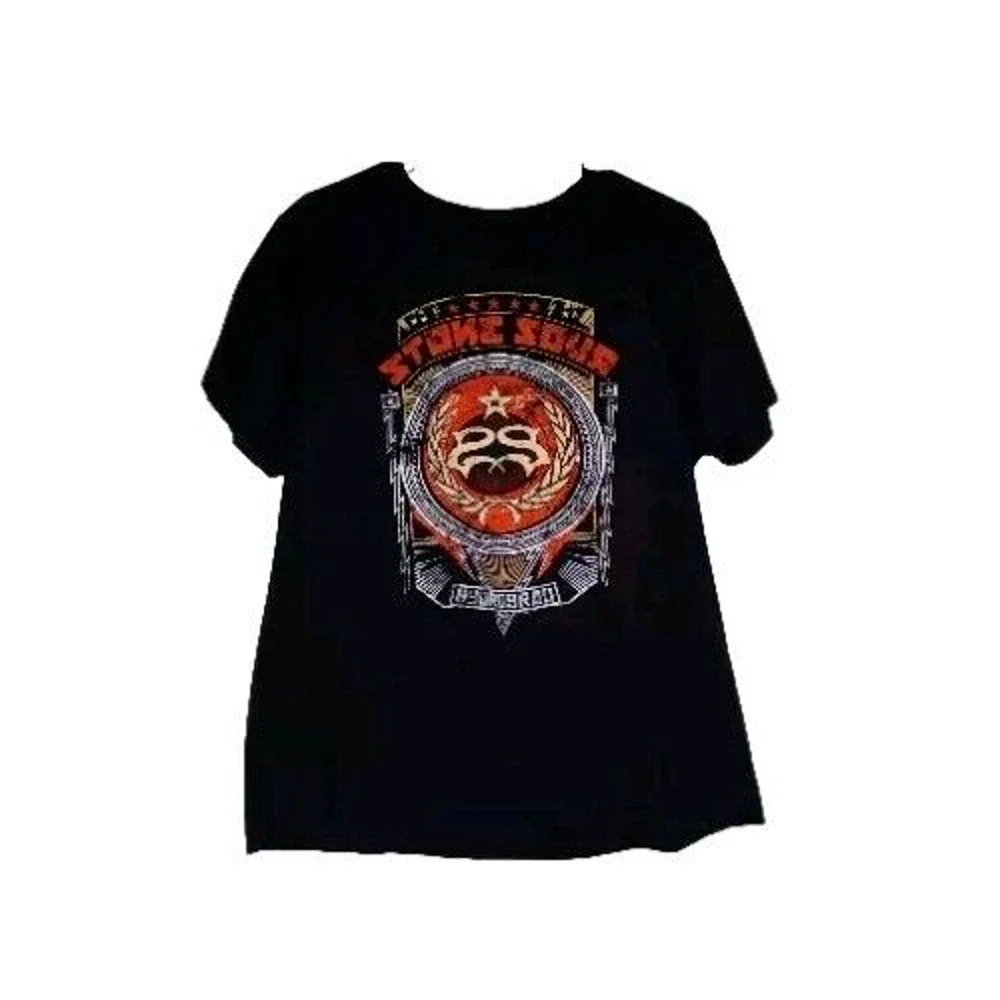 Stone Sour Hydrograd Mens Graphic T Shirt Short Sleeve Black‎ and Red Crew Neck